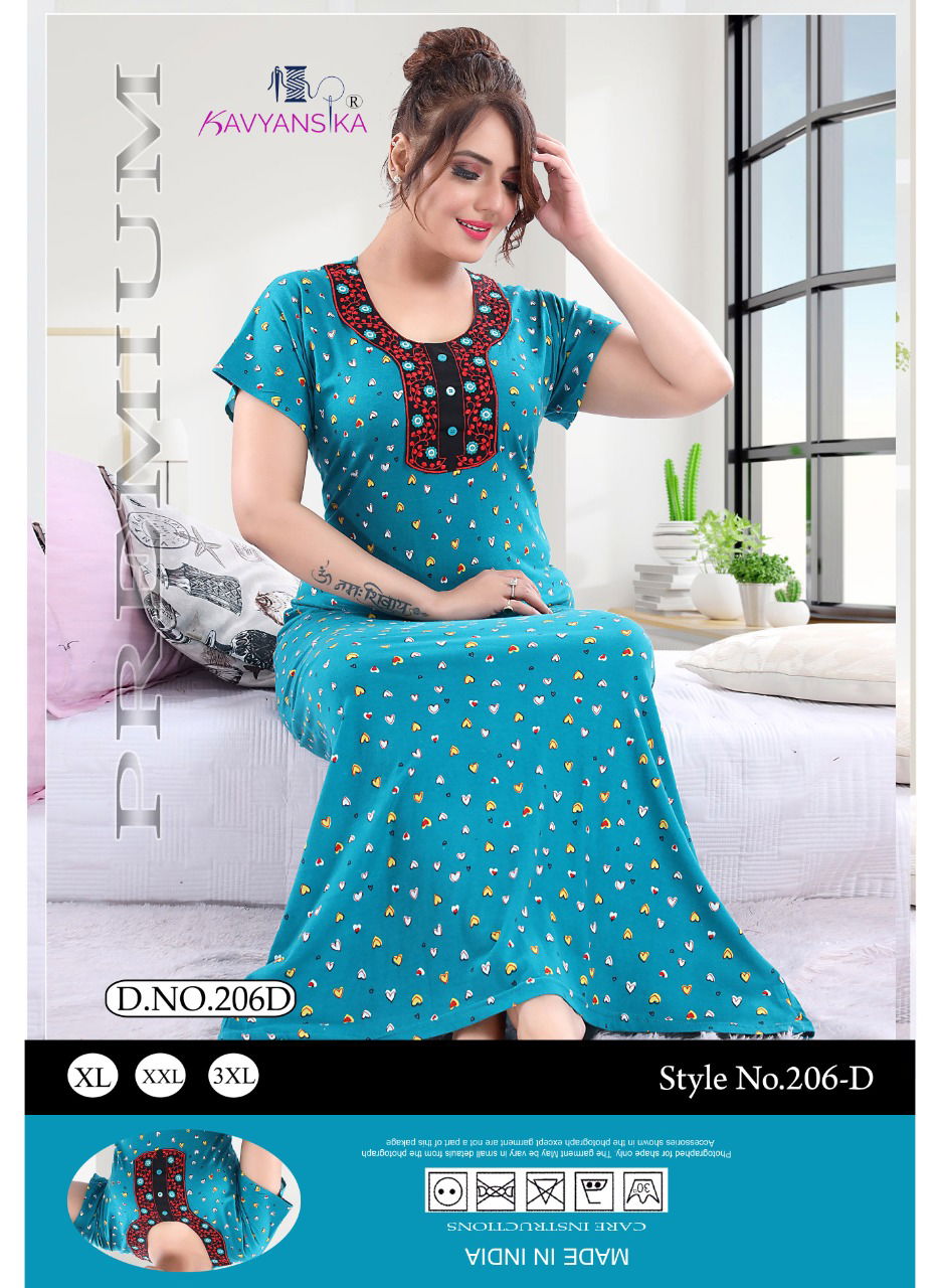 Kavyansika 206 Night Wear Embroidery Printed Nighty Collection